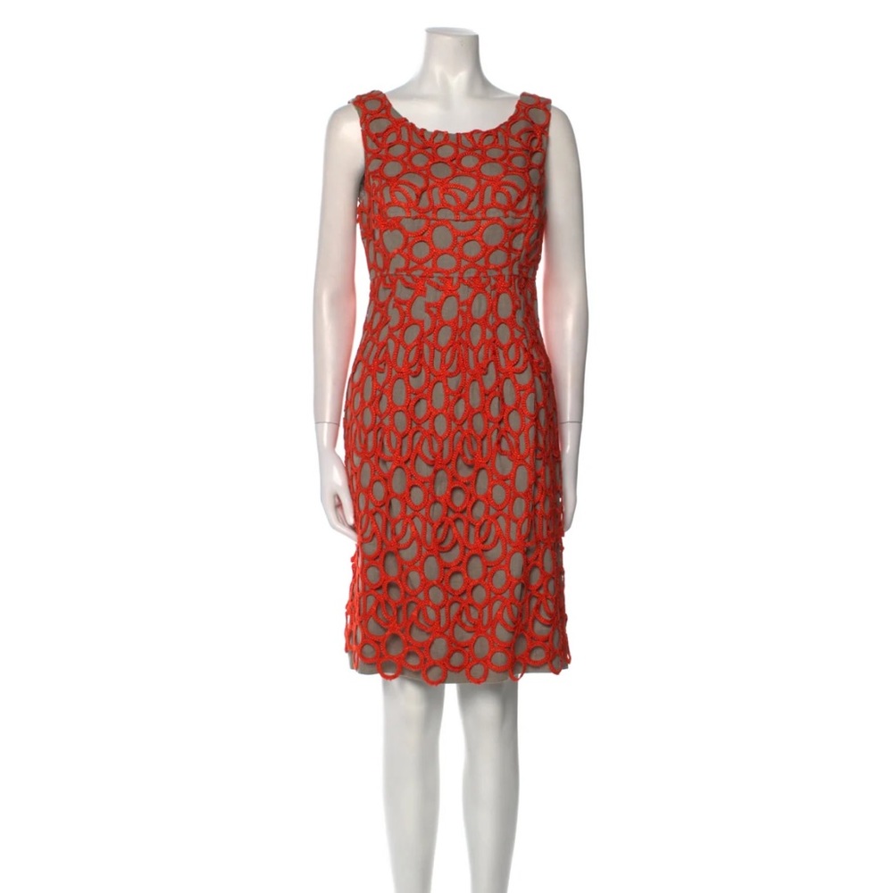 Lela Rose Womens Embroidered Lace Dress Sleeveless Size 4
